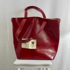 Women’s Genuine Leather Red Tote Bag